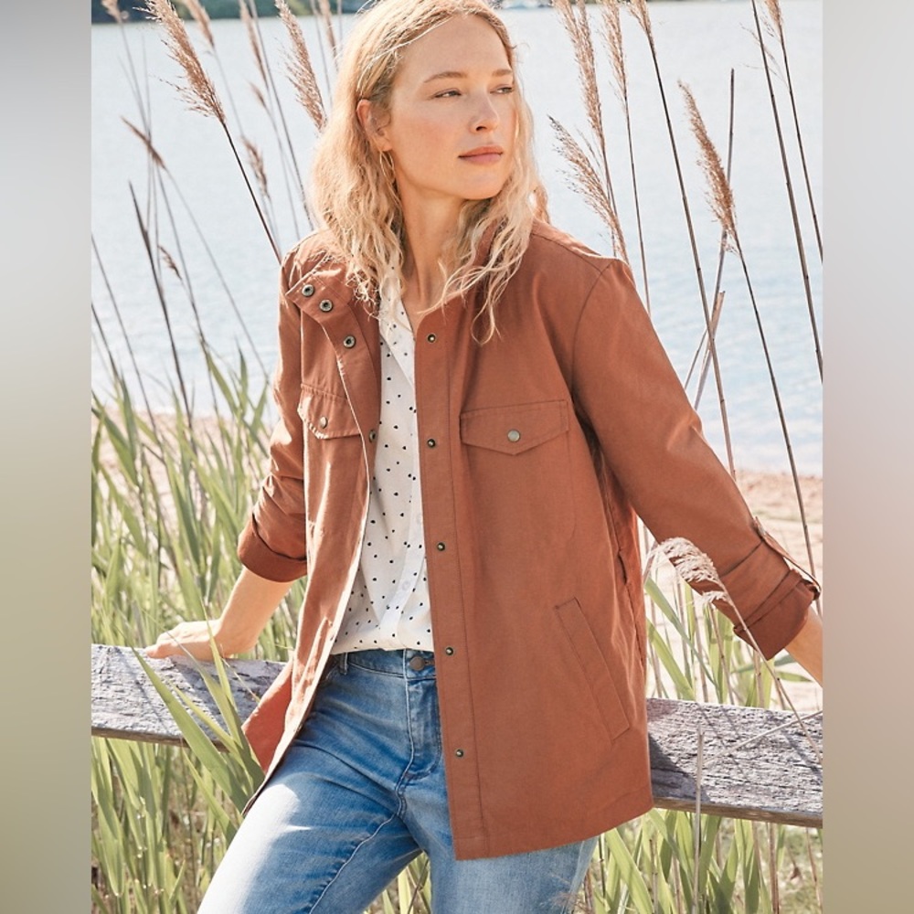 Garnet Hill Belted Cargo Jacket Rust Size Medium